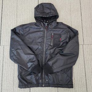 SCHOTT NYC Nylon Black Rain Jacket Reversible Camo Knit Wool Parka - Medium